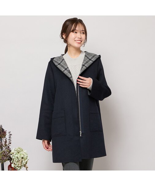 リバーチェックフーディーコート