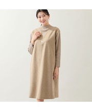 【3L/4Lサイズあり】綿混ジャージー レイヤード風ワンピース