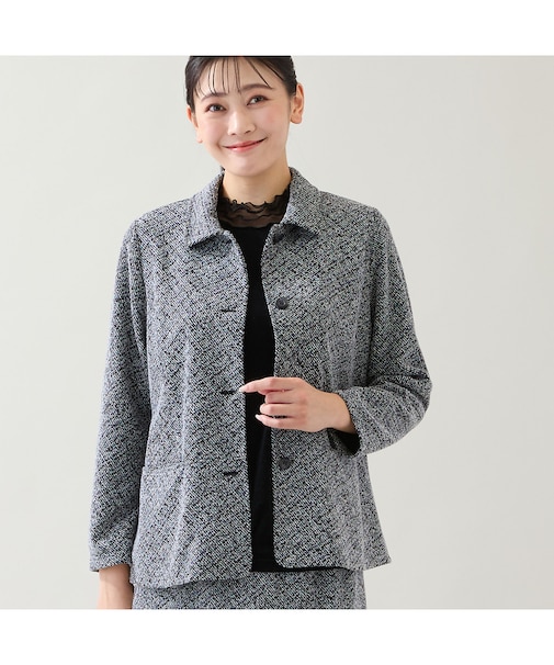 【セットアップ可】ツイード柄ペプラムジャケット