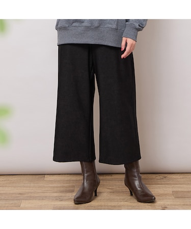 【手洗いOK】デニムプリント・裏起毛ワイドパンツ（追加生産分）