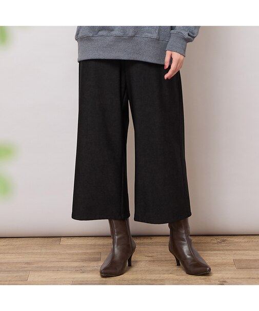 【手洗いOK】デニムプリント・裏起毛ワイドパンツ（追加生産分）