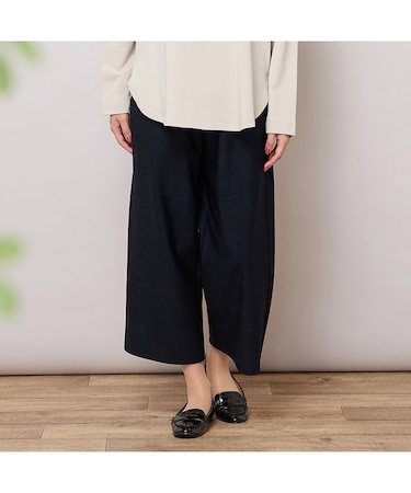 【手洗いOK】デニムプリント・裏起毛ワイドパンツ（追加生産分）