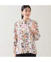 【洗える・日本製・3L/4Lサイズあり】花柄起毛カットソー