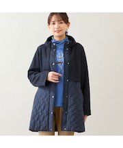 ニット×キルティングコート(ダークブルー)