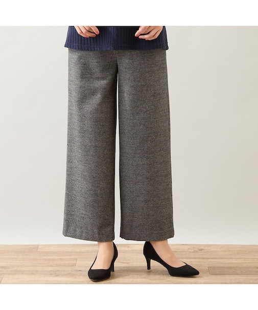 【洗える・S～LLサイズ】両面起毛ツィーディーワイドパンツ