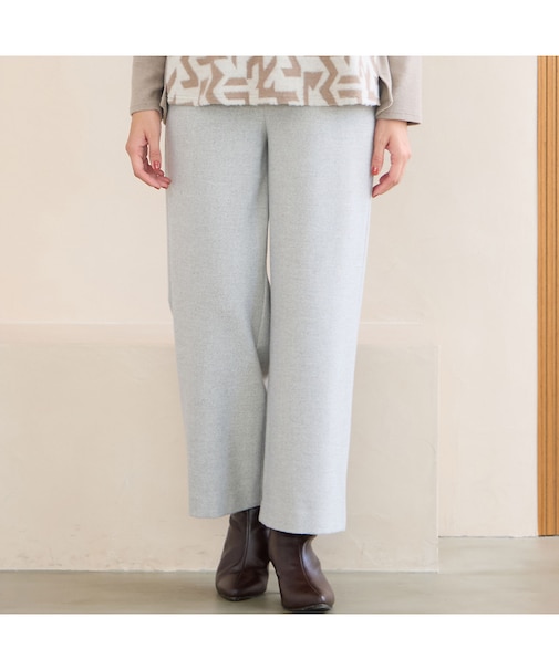 【洗える・S～LLサイズ】両面起毛ツィーディーワイドパンツ