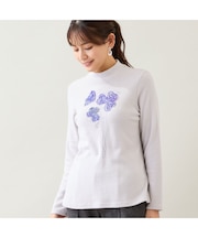 【洗える・日本製】モヘア刺繍起毛カットソー