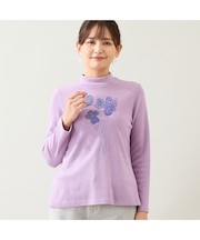 【洗える・日本製】モヘア刺繍起毛カットソー