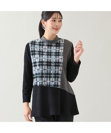 【洗える・日本製・3L/4Lサイズあり】ブロッキングトップス