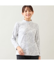 【洗える・日本製】ローズ柄起毛ジャカードカットソー