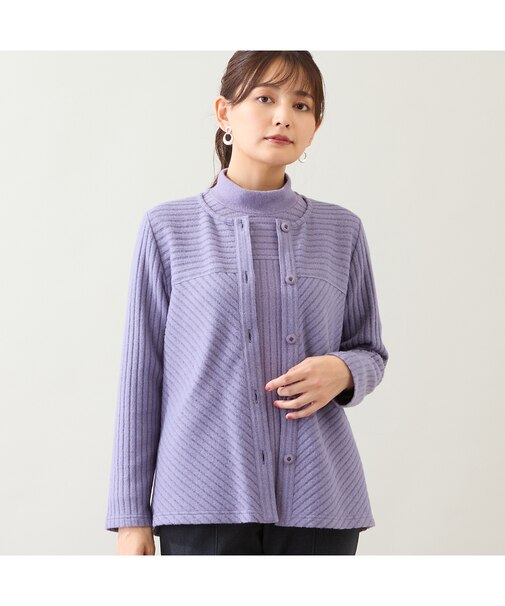 【洗える・アンサンブル可】起毛リブカーディガン
