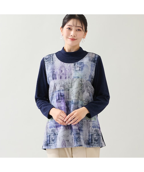 【洗える・日本製・3L/4Lサイズあり】風景柄カットソー