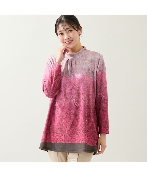 【洗える・日本製・3L/4Lサイズあり】ペイズリー柄チュニック