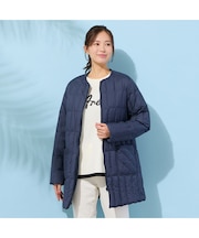 ノーカラー・キルティングダウンコート