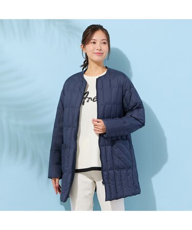 ノーカラー・キルティングダウンコート