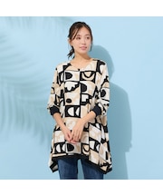 【手洗いOK】テントライン・プリントカットソー