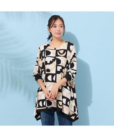 【手洗いOK】テントライン・プリントカットソー