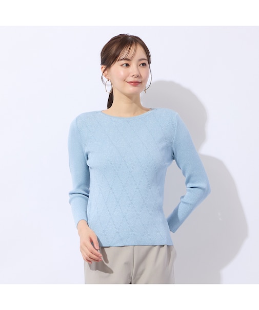 【アンサンブル対応】ハイゲージラメプルオーバーニット