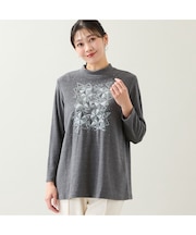 【洗える・日本製・3L/4Lサイズあり】トライアングル刺繍カットソー