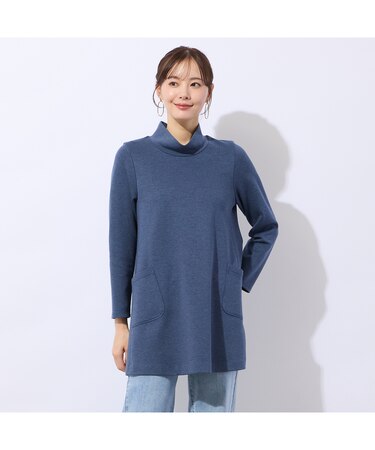 【洗える/保湿性】オフタートルポケット付きチュニック