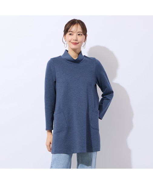 【洗える/保湿性】オフタートルポケット付きチュニック