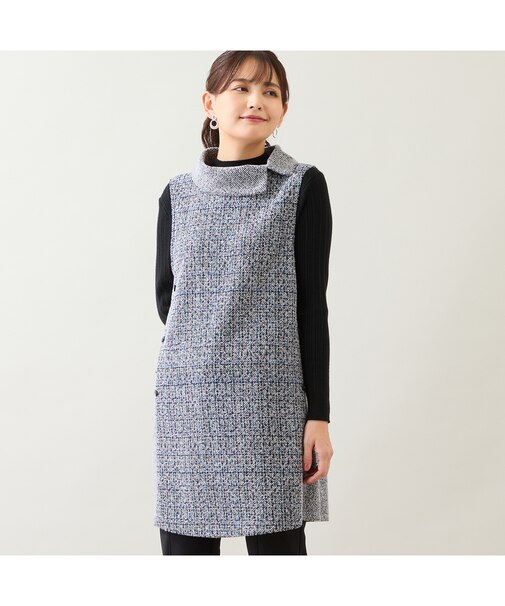 【洗える】ロールカラーチュニックベスト