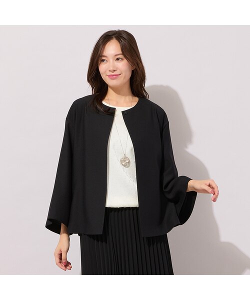 ハレの日・セットアップ対応】ベルスリーブ・ノーカラーショート