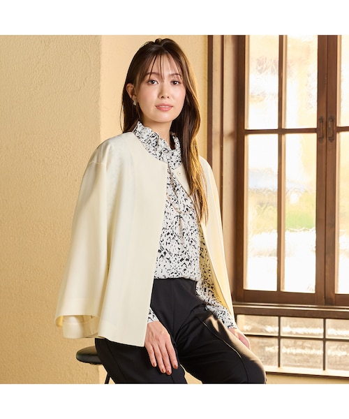 ハレの日・セットアップ対応】ベルスリーブ・ノーカラーショート