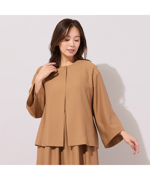 ハレの日・セットアップ対応】ベルスリーブ・ノーカラーショート