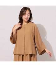 【ハレの日・セットアップ対応】ベルスリーブ・ノーカラーショートジャケット