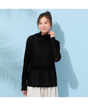 【手洗いOK】チュールフロッキー・ボトルネックカットソー