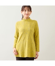 【洗える・日本製】サークルジャカード起毛カットソー