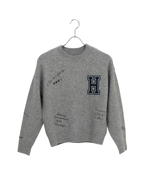 【洗える】カレッジ刺繍ニット