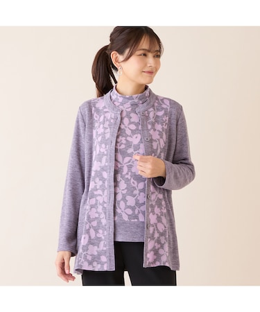 【洗える・アンサンブル可】フラワーオパールカーディガン