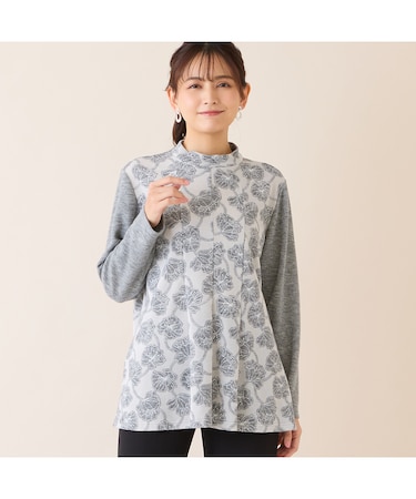 【洗える・アンサンブル可・3L/4Lサイズあり】ソフトニット花柄カットソー