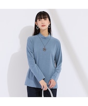 【M～4L】吸湿発熱ハイネックボーダーＴシャツ