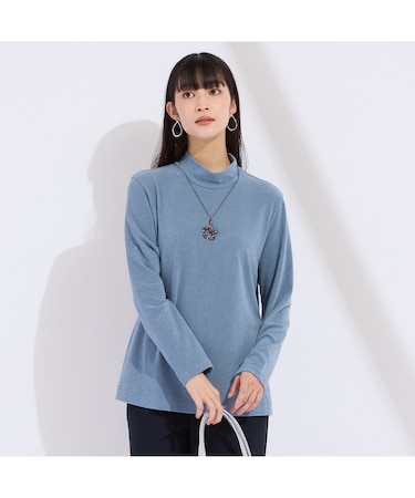 【M～4L】吸湿発熱ハイネックボーダーＴシャツ