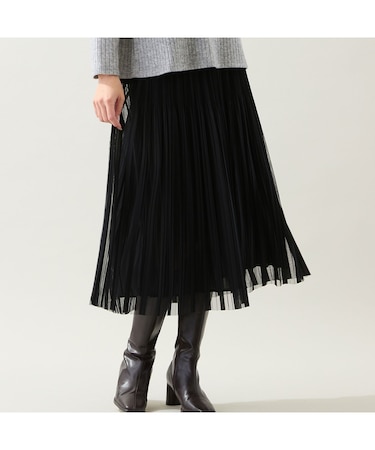 【リバーシブル・3L/4Lサイズあり】チュールプリーツスカート