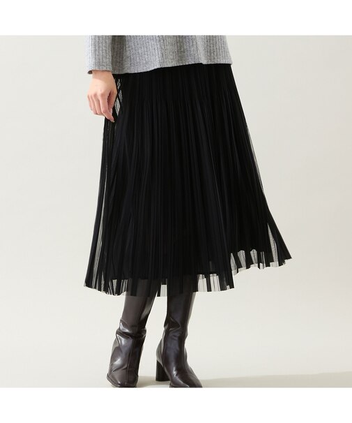 【リバーシブル・3L/4Lサイズあり】チュールプリーツスカート
