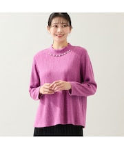 【洗える・3L/4Lサイズあり】ビジューモチーフつきカットソー