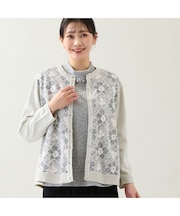 【アンサンブル可・3L/4Lサイズあり】フロントレースカーディガン