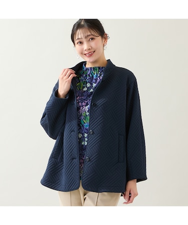 【3Lサイズあり】キルト風ジャカードジャケット