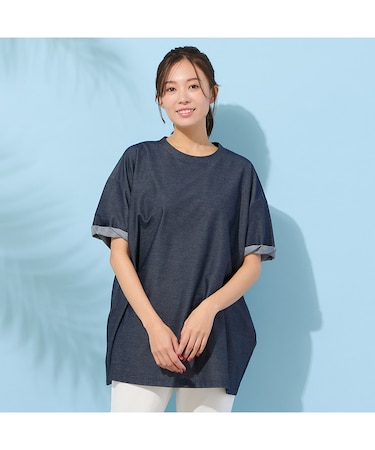 【手洗いOK】Jカミーチェニットデニム・コクーンカットソー