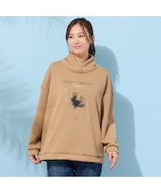 【手洗いOK】フラワープリントハイネックトップ