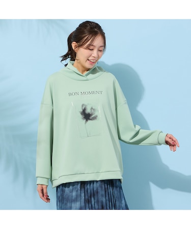 【手洗いOK】フラワープリントハイネックトップ