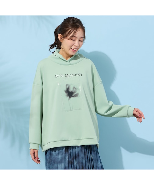 【手洗いOK】フラワープリントハイネックトップ