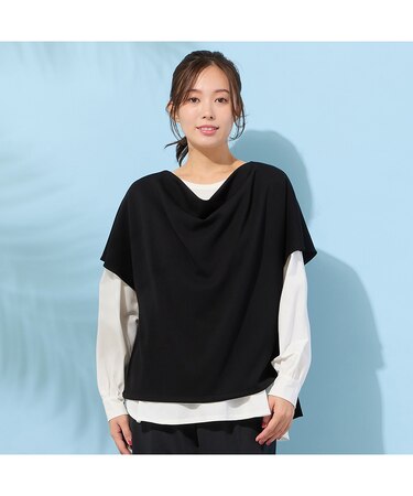 【手洗いOK・接触冷感・UVカット】フレンチスリーブ・ドレープジレ