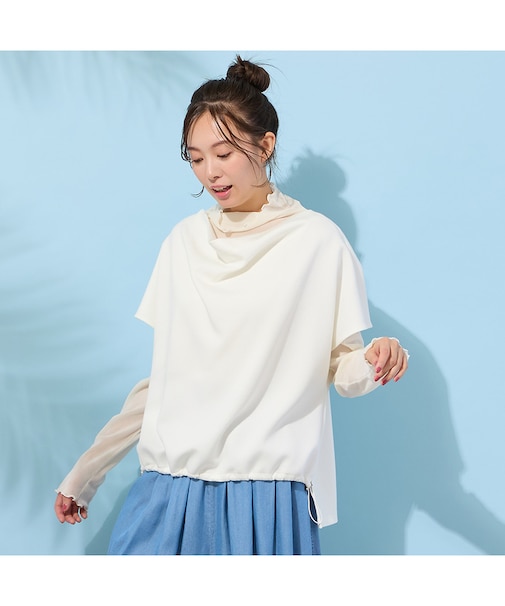 【手洗いOK・接触冷感・UVカット】フレンチスリーブ・ドレープジレ
