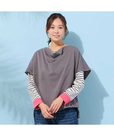 【手洗いOK・接触冷感・UVカット】フレンチスリーブ・ドレープジレ