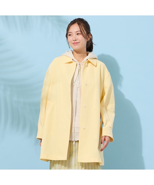 【接触冷感】デザインタックスリーブ・ステンカラーコート